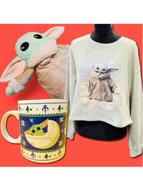 Baby Yoda Grogu Bundle Mug Plush Bag Sweatshirt Star Wars Mandalorian Bundle